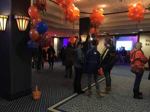 About 200 Syracuse community members gathered at the Sheraton Hotel to watch the women in the NCAA championship. 