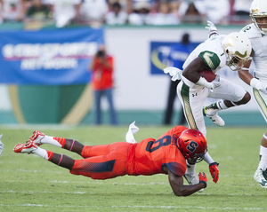 Antwan Cordy left the field against Louisville with an injury, but Syracuse head coach Dino Babers said he's still waiting on an official report on whether Cordy will be able to play against USF or at another time during the season. 