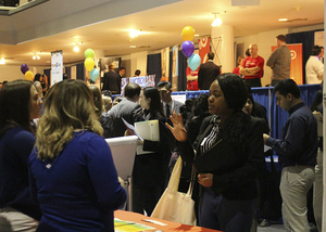 Syracuse University students look to master the art of the job interview at a career fair in the Martin J. Whitman School of Management.