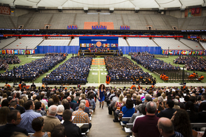 Of the Syracuse University students who report their post-collegiate endeavors, about 10 percent remain in Syracuse and the surrounding area of central New York. 