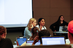 Mackenzie Mertikas (left) is the president of SU's Student Association. 