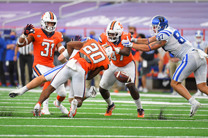 Cody Roscoe currently is tied for first in the ACC for total sacks.