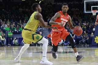 Howard drives past a Notre Dame defender. He had eight points and failed to reach double-digit scoring for the ninth time this season.