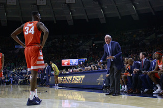 SU head coach Jim Boeheim yells out to Sidibe, who played 15 minutes.