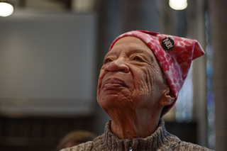 Gwen Chaffin, an organizer at Syracuse United Neighbors, attended the rally.