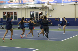 Syracuse rushes to embrace Golubovskaya.