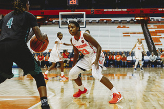 At times the Orange extended to a full court press but mostly remained in a tight 2-3 zone.