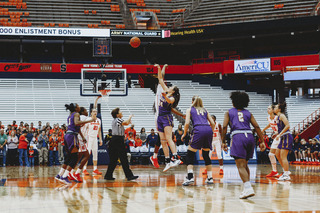 Syracuse pressed Albany from the opening tip-off.