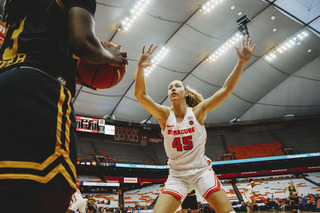 Strautmane also led the Orange with three blocks, half of the team's total.