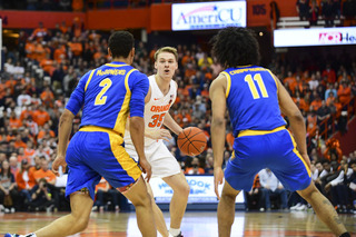 After his high-scoring first half, Buddy sunk just one 3-pointer in the second half. During that time, secondary scoring allowed the Orange to keep their lead.