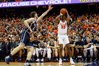 Elijah Hughes scored six early points for the Orange, but only shot 1-for-9 from beyond the arc.