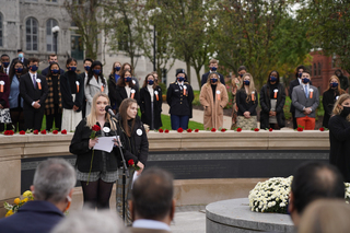 The two Lockerbie Scholars reminded the crowd gathered around the memorial that the memory of the tragedy is still very much alive in Lockerbie despite the three decades of healing the community has had.